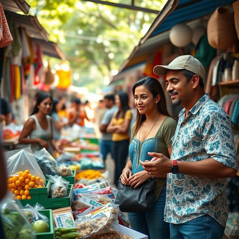 Empreendedores brasileiros diversos prosperando em um mercado vibrante.