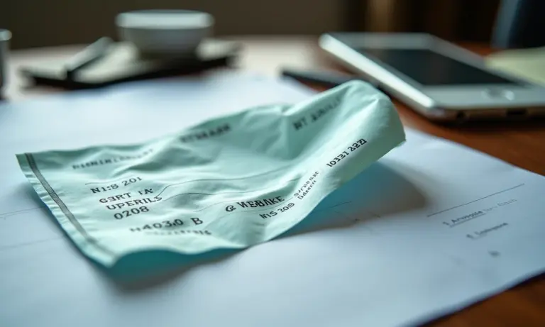 Cheque amassado sobre mesa simbolizando problemas com CCF