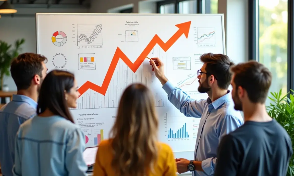 Equipe diversa trabalhando em conjunto para impulsionar o crescimento da empresa.