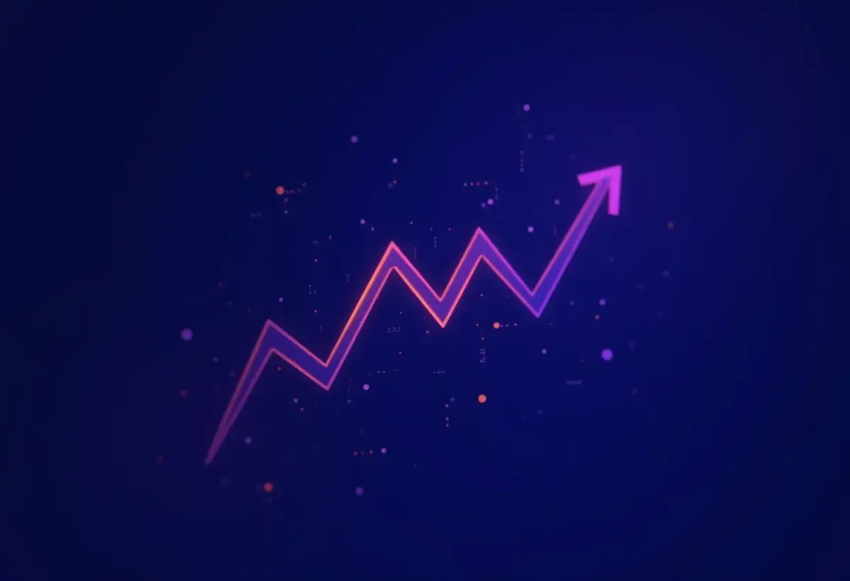 Gráfico abstrato representando investimento financeiro com linhas de tendência.
