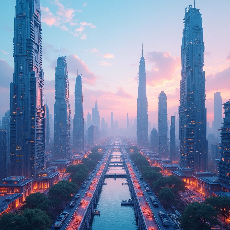 Como o design especulativo ajuda a prever futuros Visão futurista de uma cidade com design especulativo e tecnologias inovadoras.