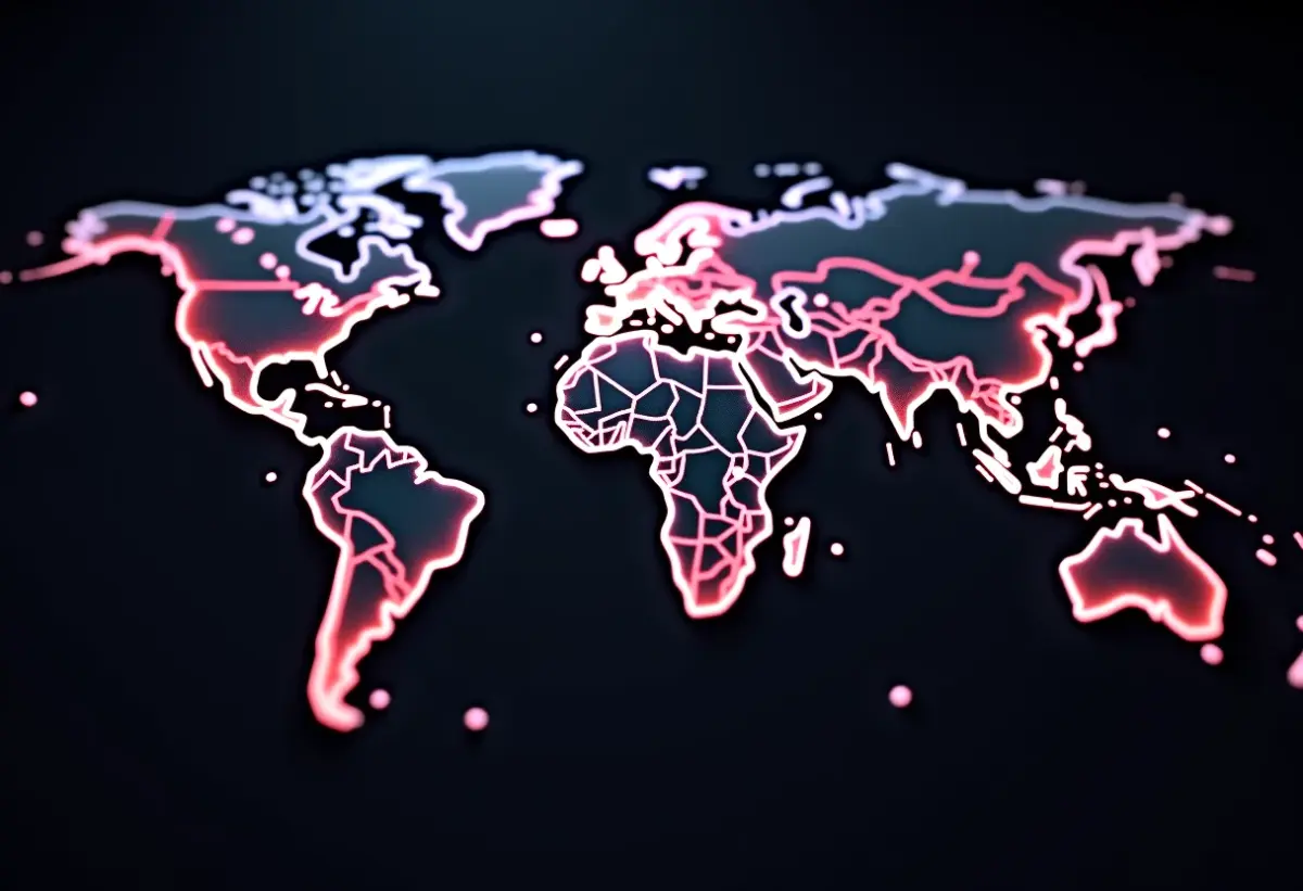 Visualização abstrata de rotas de comércio internacional