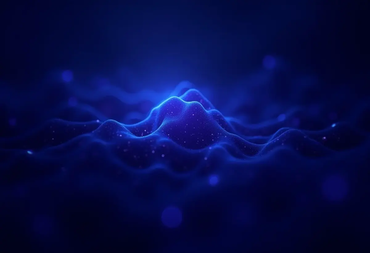 Visualização de uma rede neural complexa processando linguagem, representando o campo da PLN.