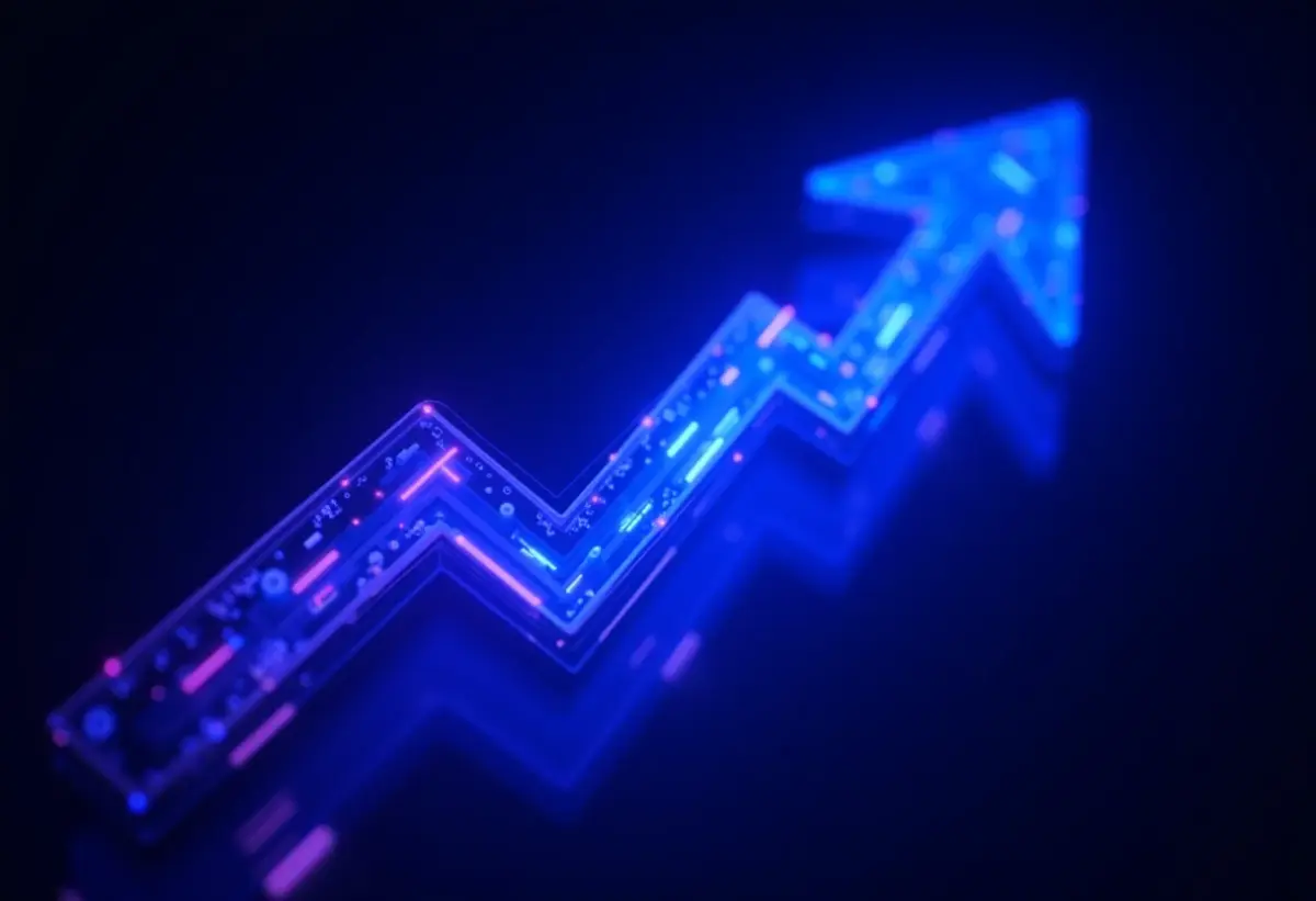 Conceito visual de alavancagem financeira em alta tecnologia.