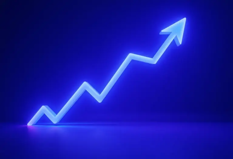 Gráfico abstrato representando o crescimento de investimentos.