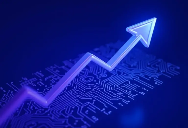Small Caps: Oportunidade ou Cilada? Guia para Investidores Gráfico financeiro ascendente com circuitos integrados