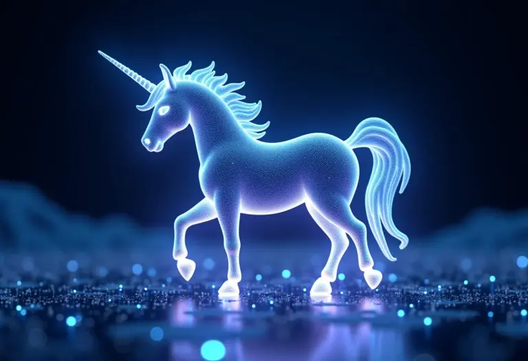 Unicórnio tecnológico representando startups de 1 bilhão de dólares.